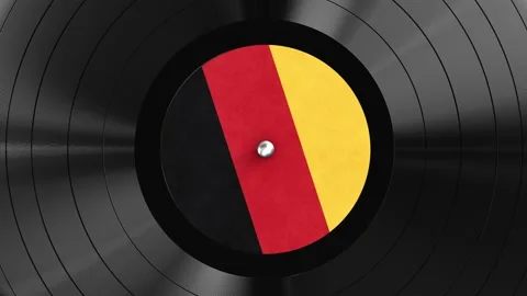 Flag of Germany label vinyl record looping spin 3D animation Video stock 153143495