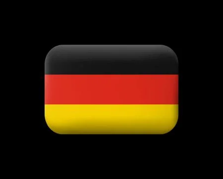 Flag of Germany. Matted Vector Icon and Button. Rectangular Shape Stock Illustration