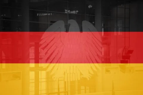 Flag of Germany in minimalistic design composition german national eagle Stock Illustration