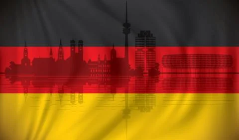 Flag of Germany with Munich skyline Ilustración de archivo