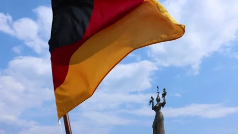 Flag of Germany on the ship waving in the wind over the Constance lake (Bod.. Stock-Footage 278063466
