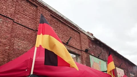 The flag of Germany is state, black, red, yellow, waving in the wind Video stock 248631443