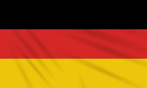 Flag Germany swaying in wind, realistic vector Stock Illustration