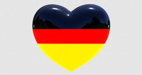 Flag of Germany on turning Heart 3D Loop Animation with Alpha Channel 4K UHD Video stock 168110599