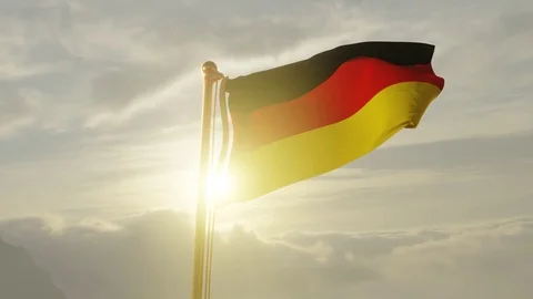 Flag of Germany Waving, Realistic Animation, 4K UHD 60 FPS Slow-Motion Stock Footage 126065067