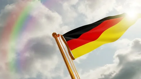 Flag of Germany Waving, Realistic Animation, 4K UHD 60 FPS Slow-Motion Stock Footage 133036282
