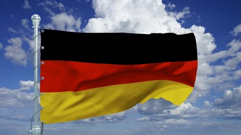 Flag of germany waving in the wind against blue clouds sky Stock Footage 127642085