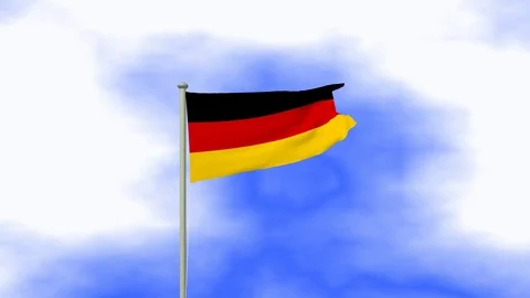 Flag of Germany waving in the wind with pole and blue sky background 스톡 동영상 124942876
