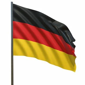 Flag of Germany waving in the wind on a white background 3d-rendering イラスト素材