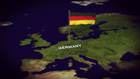 The Flag of Germany on the World Map, Germany map with flag 3d animation Stock Footage 289639206
