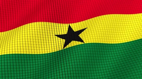 The flag of Ghana is developing waves. Looped. Full HD 1080. Stock Footage 55157687