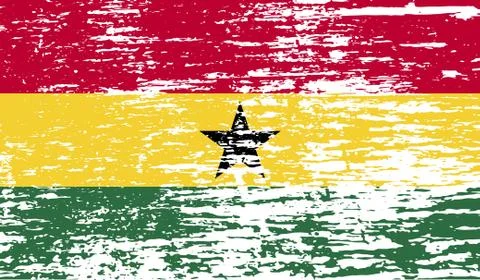 Flag of Ghana with old texture. Stock Illustration