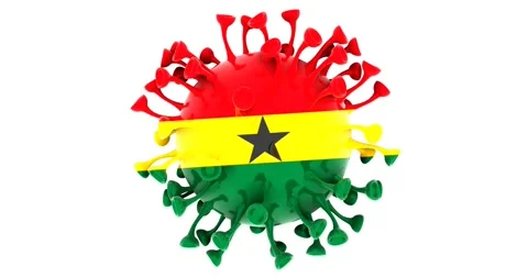 Flag of Ghana on Seamless looping 3D animation of the covid-19 Corona Virus Stock Footage 166462160