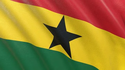 Flag of Ghana waving in the wind 3d-rendering Illustrazione stock