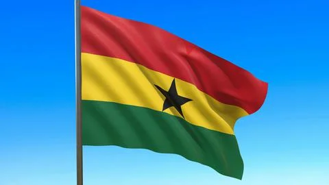 Flag of Ghana waving in the wind 3d-rendering イラスト素材