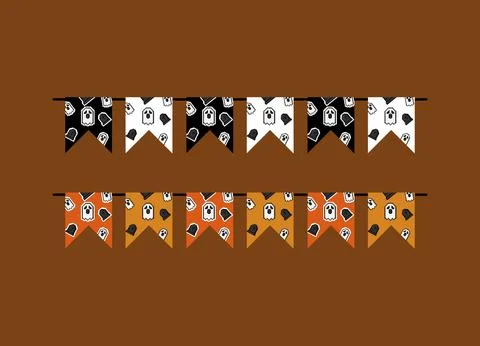 Flag with ghost and grave motif for halloween decoration vector 스톡 일러스트