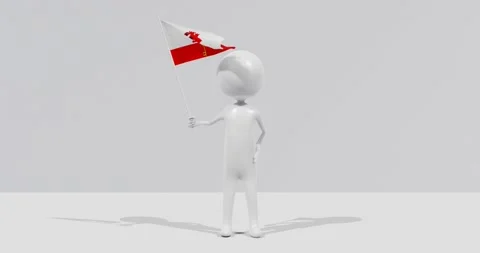 Flag of Gibraltar. 3D Character holding and waving flag 4K UHD 60FPS Stock Footage 224516229