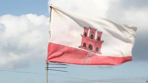 The Flag of Gibraltar Stock Footage 97205518