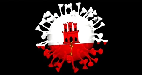 Flag of Gibraltar on Seamless looping 3D animation of the covid-19 Corona Virus Stock Footage 166462177
