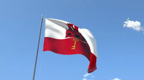 The flag of Gibraltar Waving on the Wind. Video stock 40772592