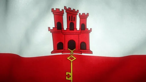 Flag of Gibraltar waving in the wind Stock-Footage 125828612