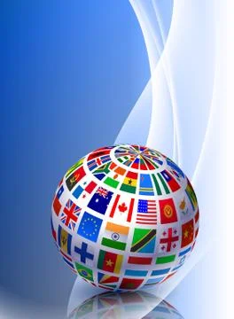 Flag Globe on Abstract Color Background Stock Illustration