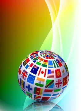 Flag Globe on Abstract Color Background Stock Illustration
