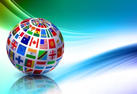 Flag Globe on Abstract Color Background Stock Illustration