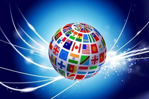 Flag Globe on Abstract Modern Light Background Stock Illustration