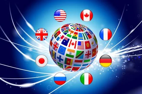 Flag Globe on Abstract Modern Light Background Stock Illustration