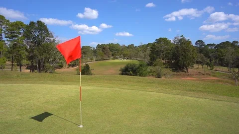 Flag golf in golf course, beautiful fair way and layout for golfer playing Stock Footage 120585434