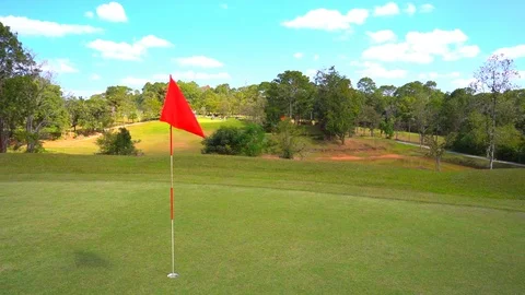 Flag golf in golf course, beautiful fair way and layout Видео 121010440