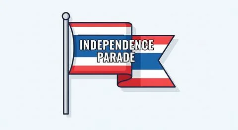 Flag graphic with independence parade text for national celebration day in .. Stock-Illustration