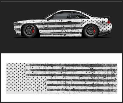 Flag Graphics Vinyl Decals Compatible for Racing car wrap design Stock Illustration