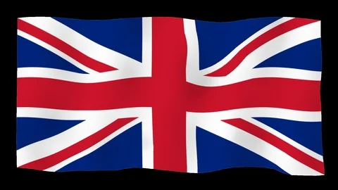 Flag of Great Britain , 60 fps, slow motion, lopped, alpha channel Stock Footage 99956690