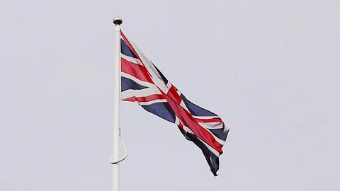 The Flag of Great Britain blowing to the right  Stock Footage 97800448
