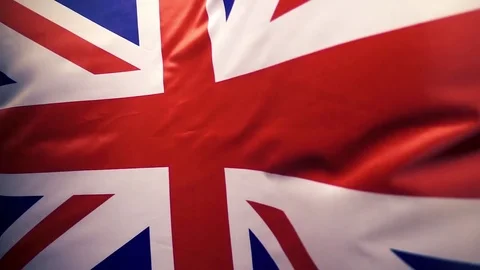 The flag of Great Britain flutters, slow motion Stock Footage 73668550