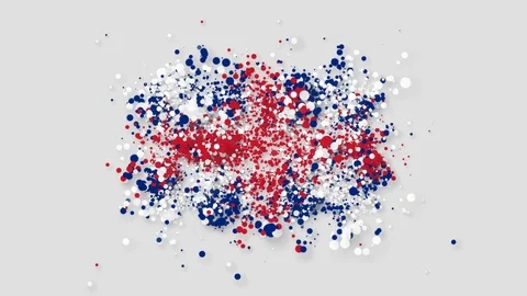The flag of Great Britain gradually appearing from particles with alpha channel. Stock Footage 89559615