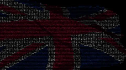Flag of Great Britain made of computer code, 3d rendering Stock Illustration