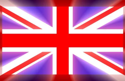 Flag of great britain with rays Stock Illustration