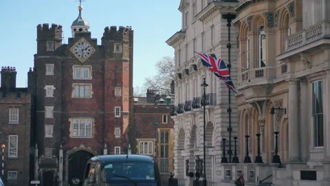 The flag of Great Britain on a wall of an old building. London. Stock Footage 88733714