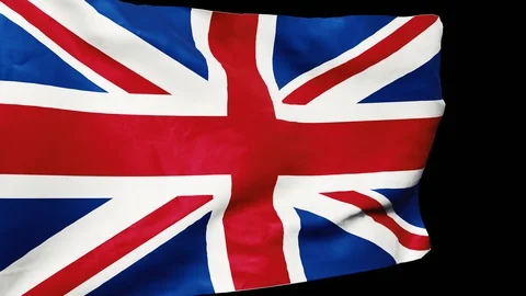 Flag of Great Britain on the wind seamless with transparent background Stock Footage 114522853