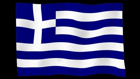Flag of Greece, 60 fps, slow motion, lopped, alpha channel Stock Footage 99956908