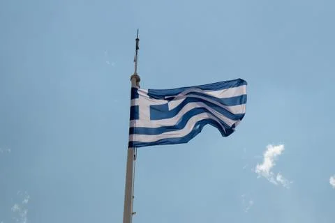 The flag of Greece against blue sky Stock Photos