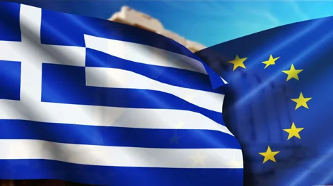 Flag of Greece and EU flag Video stock 51850248