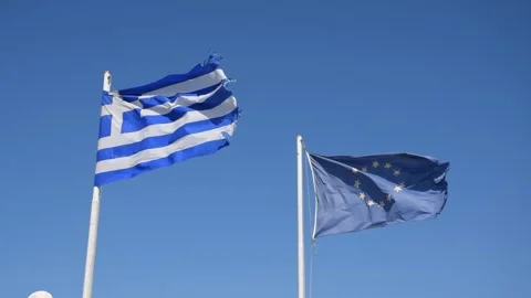 Flag Greece and EU Stock Footage 265658129