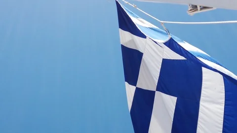 Flag on greece on blue sky,slow motion Stock Footage 107995897