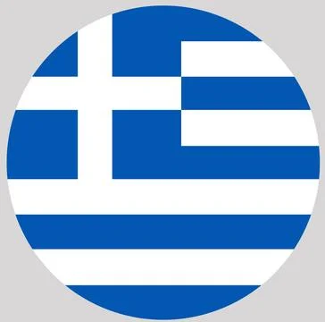 Flag of Greece in circle shape isolated. Symbol, badge, button. 스톡 일러스트