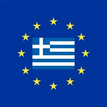 Flag of Greece at the EU flag Stock Illustration