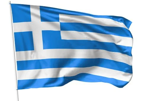 Flag of greece on flagpole Stock Illustration